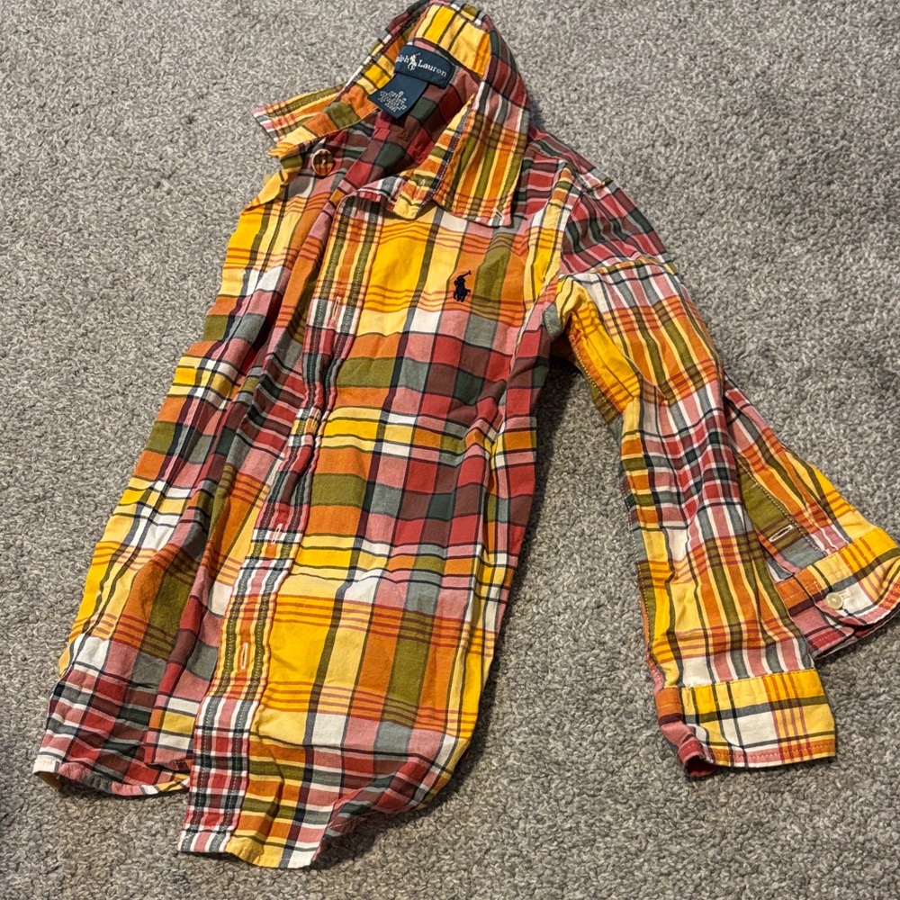 Ralph Lauren Kids Plaid Shirt in Multicolor Yellow and Red